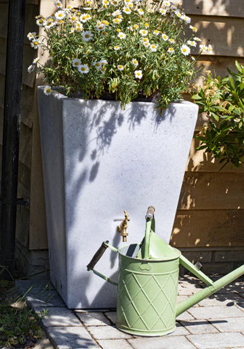90 Litre Water Butt Planter In White Marble - The Cambridge
